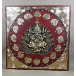 Tableau Ganesh Rouge et Or - 60x60 - TB043