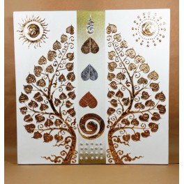 Tableau Arbre De Vie Blanc et Or / Argent - 60x60 - TB048