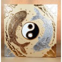 Tableau Carpe Koï Ying Yang Crème et Or / Argent - 60x60 - TB044