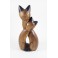 Couple de Chat assis sculpté en bois de Suar - 30x14