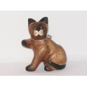 Petit chat sculpté en bois de Suar N°2