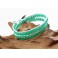 Bracelet Ethnique 2 Tours Bleu et Cristaux Vert - BR078