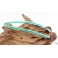 Bracelet Ethnique 2 Tours Bleu et Cristaux Vert - BR078