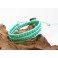 Bracelet Ethnique 2 Tours Bleu et Cristaux Vert - BR078