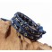 Bracelet Ethnique 2 Tours Bleu et Cristaux Noir - BR079