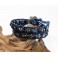 Bracelet Ethnique 2 Tours Bleu et Cristaux Noir - BR079