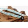 Bracelet Ethnique 2 Tours Bleu, Cristaux et Oeil de Chat, - BR080