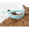 Bracelet Ethnique 2 Tours Bleu, Cristaux et Oeil de Chat, - BR080