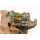 Bracelet Ethnique 4 Tours Marron, Perle de laiton, Turquoise - BR085