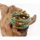 Bracelet Ethnique 4 Tours Marron, Perle de laiton, Turquoise - BR085