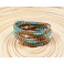 Bracelet Ethnique 4 Tours Marron, Perle de laiton, Turquoise - BR085