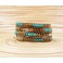 Bracelet Ethnique 4 Tours Marron, Perle de laiton, Turquoise - BR085