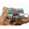 Bracelet Ethnique 4 Tours Gris, Perles et Pierres semi Précieuses - BR086