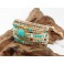 Bracelet Ethnique 5 Tours Beige, Cristaux et Turquoise - BR089