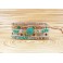 Bracelet Ethnique 5 Tours Beige, Cristaux et Turquoise - BR089