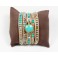 Bracelet Ethnique 5 Tours Beige, Cristaux et Turquoise - BR089