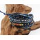 Bracelet Ethnique 5 Tours Bleu, Cristaux et Agate - BR091