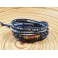 Bracelet Ethnique 5 Tours Bleu, Cristaux et Agate - BR091