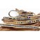 Bracelet Ethnique 5 Tours Beige, Cristaux et perles de laiton - BR092