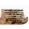 Bracelet Ethnique 5 Tours Beige, Cristaux et perles de laiton - BR092