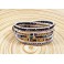 Bracelet Ethnique 5 Tours Beige, Cristaux et perles de laiton - BR092