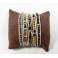 Bracelet Ethnique 5 Tours Beige, Cristaux et perles de laiton - BR092
