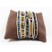 Bracelet Ethnique 5 Tours Beige, Cristaux et perles de laiton - BR092