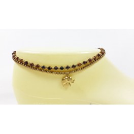 Bracelet de cheville avec perles de laiton et Pierre Oeil de Tigre - BRC001