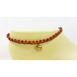 Bracelet de cheville avec perles de laiton et Cornaline - BRC004