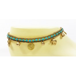 Bracelet de cheville en laiton et Turquoise - BRC012