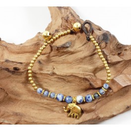 Bracelet Ethnique en laiton et Sodalite- BR096