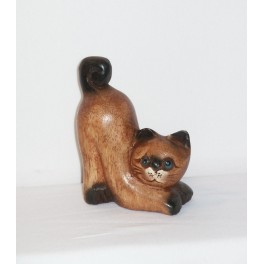 Petit chat sculpté en bois de Suar - N°9