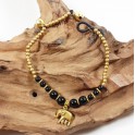 Bracelet Ethnique en laiton et Onyx - BR101