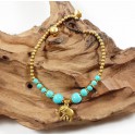 Bracelet Ethnique en laiton et Pierre Turquoise - BR108