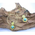 Boucles d'oreilles en Laiton et Howlite Bleu - BC035