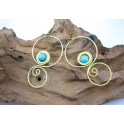 Boucles d'oreilles en Laiton et Howlite Bleu - BC037