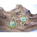 Boucles d'oreilles en Laiton et Howlite Bleu - BC038