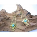 Boucles d'oreilles en Laiton et Howlite Bleu - BC039