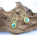 Boucles d'oreilles en Laiton et Howlite Bleu - BC042