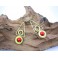 Boucles d'oreilles en Laiton et Howlite Rouge - BC048