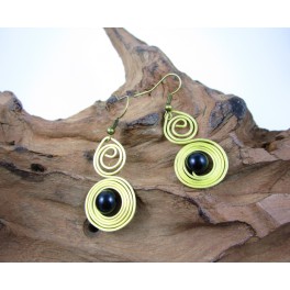 Boucles d'oreilles en Laiton et Onyx - BC058