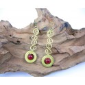 Boucles d'oreilles en Laiton et Pierre Rouge - BC068