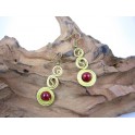 Boucles d'oreilles en Laiton et Pierre Rouge - BC069