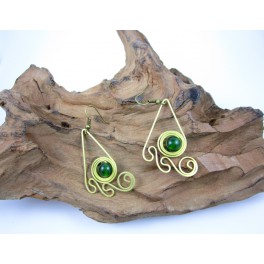 Boucles d'oreilles en Laiton et Aventurine - BC073