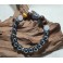 Bracelet de pierre Hématite, Oeil de tigre, taureau, Quartz rose et Tête de Bouddha 10 mm