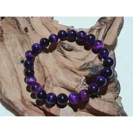 Bracelet de pierre Oeil de Tigre Teinté Violet 8 mm