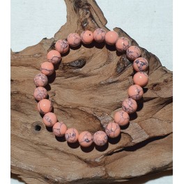 Bracelet de pierre Howlite teinté rose 8 mm