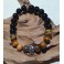 Bracelet de pierre Oeil de Tigre et Obsidienne 10mm