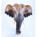 Tête d'éléphant d'Asie sculpté en bois de Suar 31X31