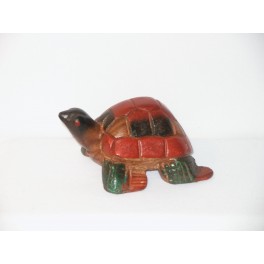 Tortue colorée sculpté en bois de Suar - 9x6